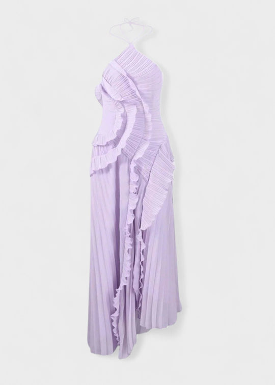 Elegantti halterneck-mekko laskeutuvilla röyhelöillä - Vichy Signature