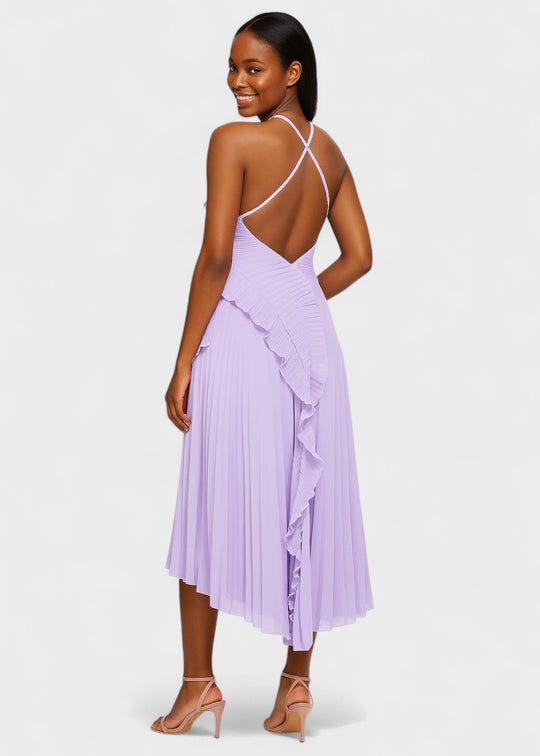 Elegantti halterneck-mekko laskeutuvilla röyhelöillä - Vichy Signature