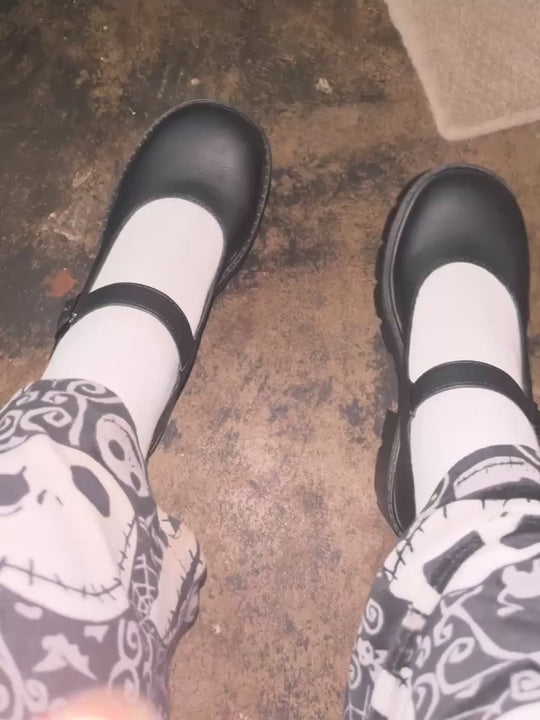 Bonnie - Oxfords mustat kiiltävän nahkaiset korkokengät saappaat
