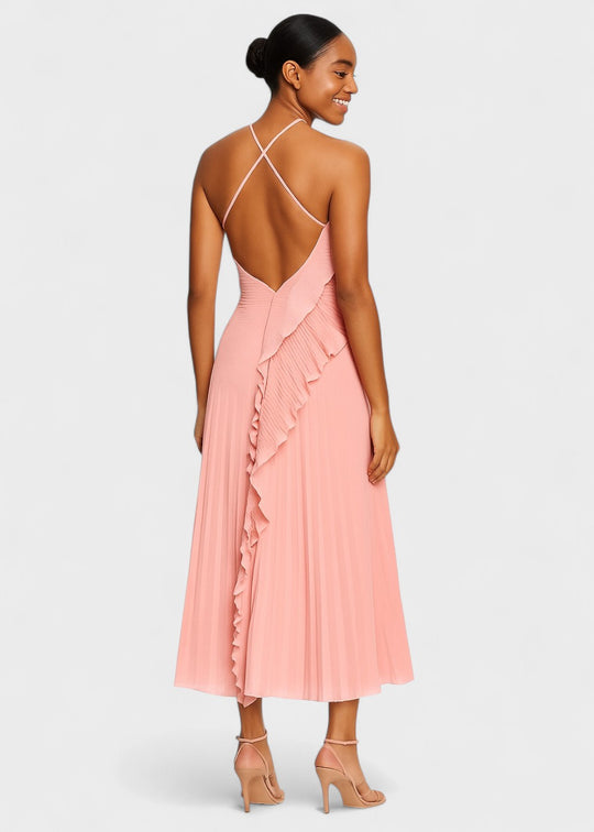Elegantti halterneck-mekko laskeutuvilla röyhelöillä - Vichy Signature